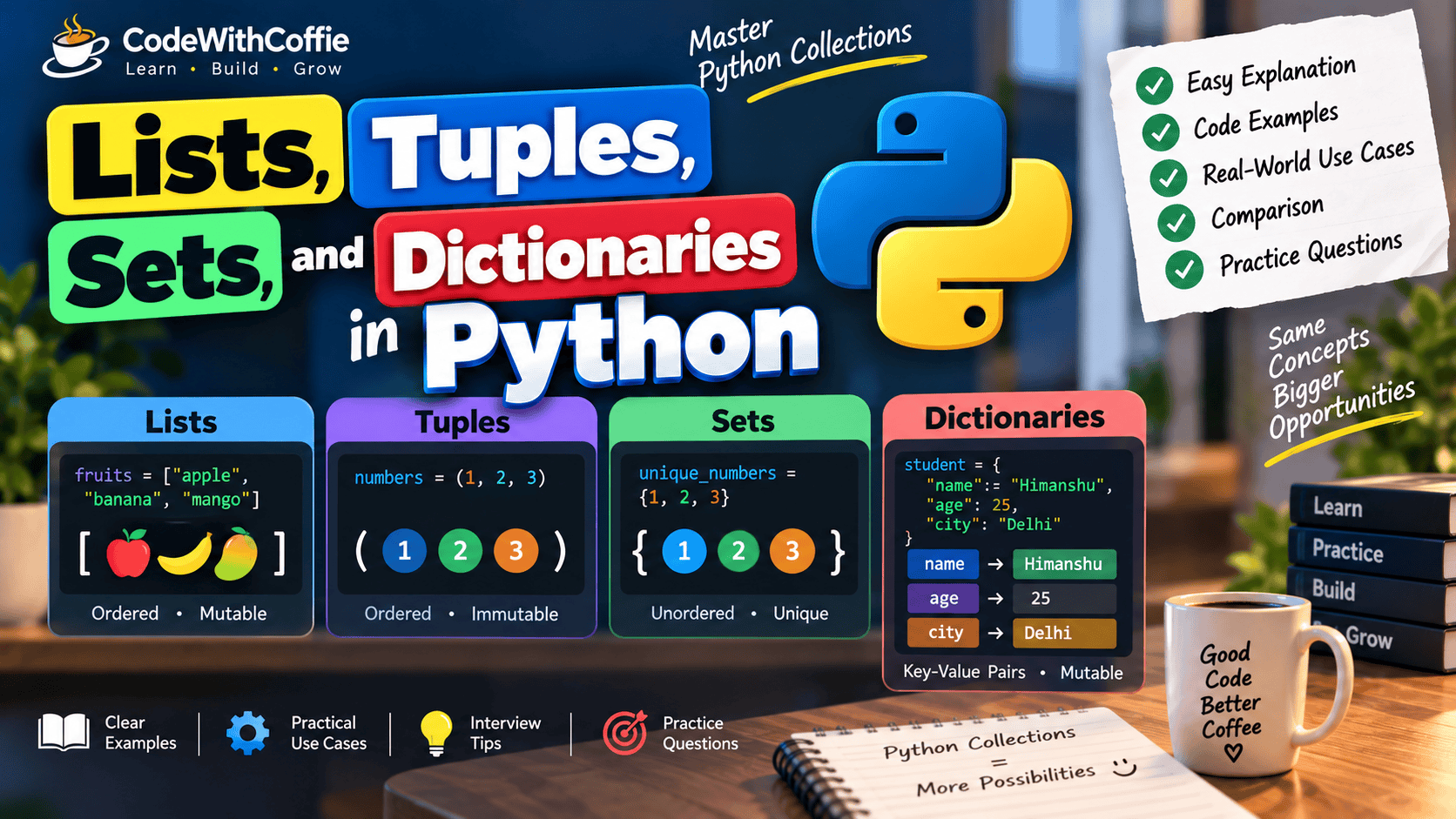 Lists, Tuples, Sets, and Dictionaries in Python