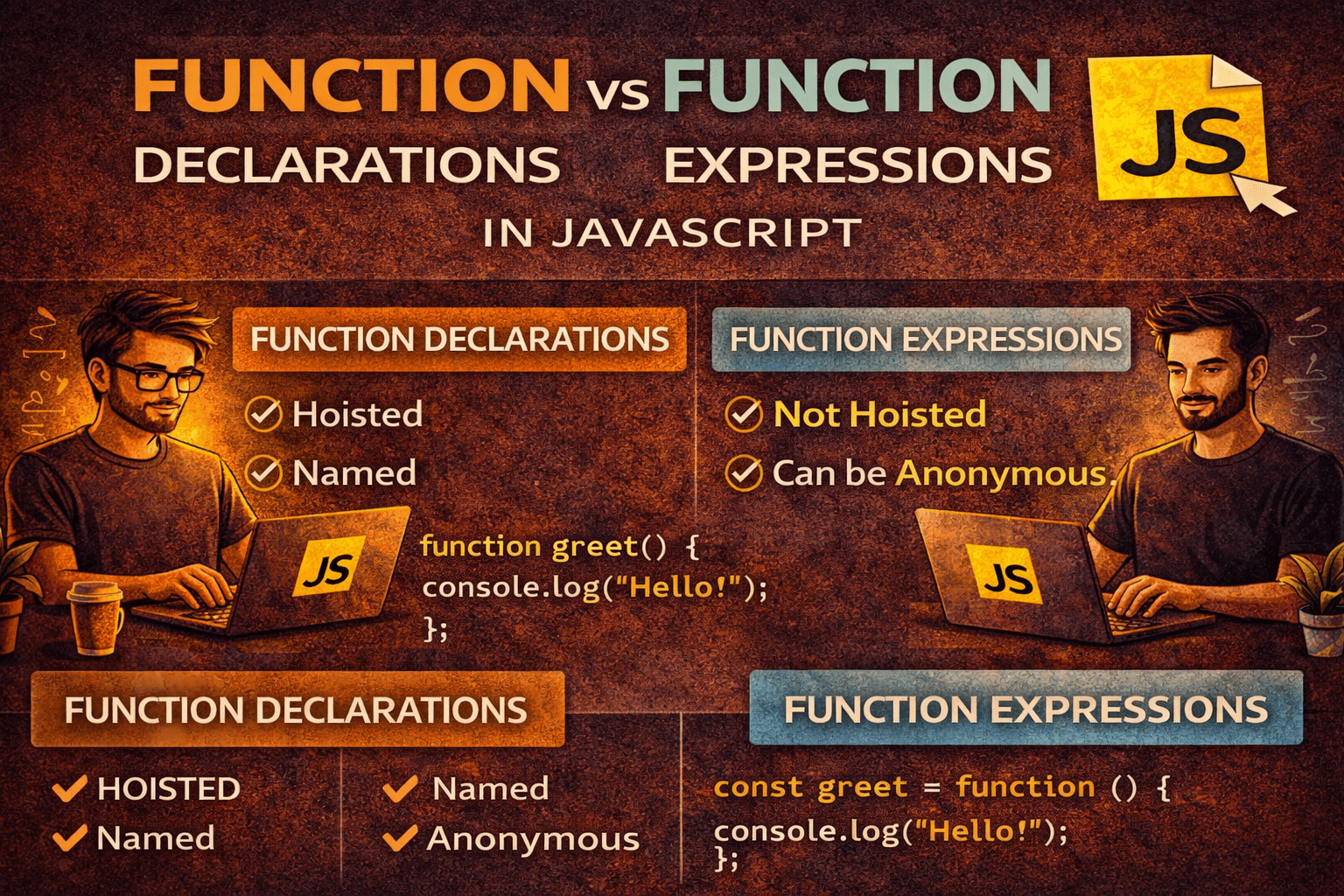 function declarations and function expressions
