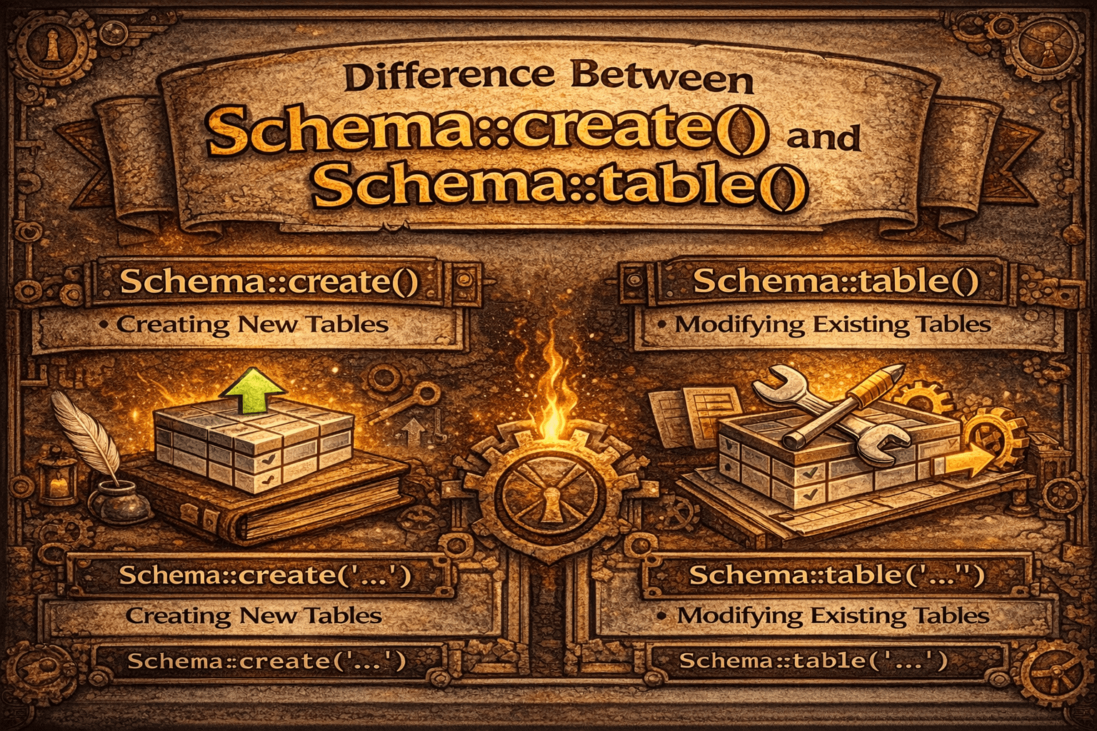 Schema::create() and Schema::table()