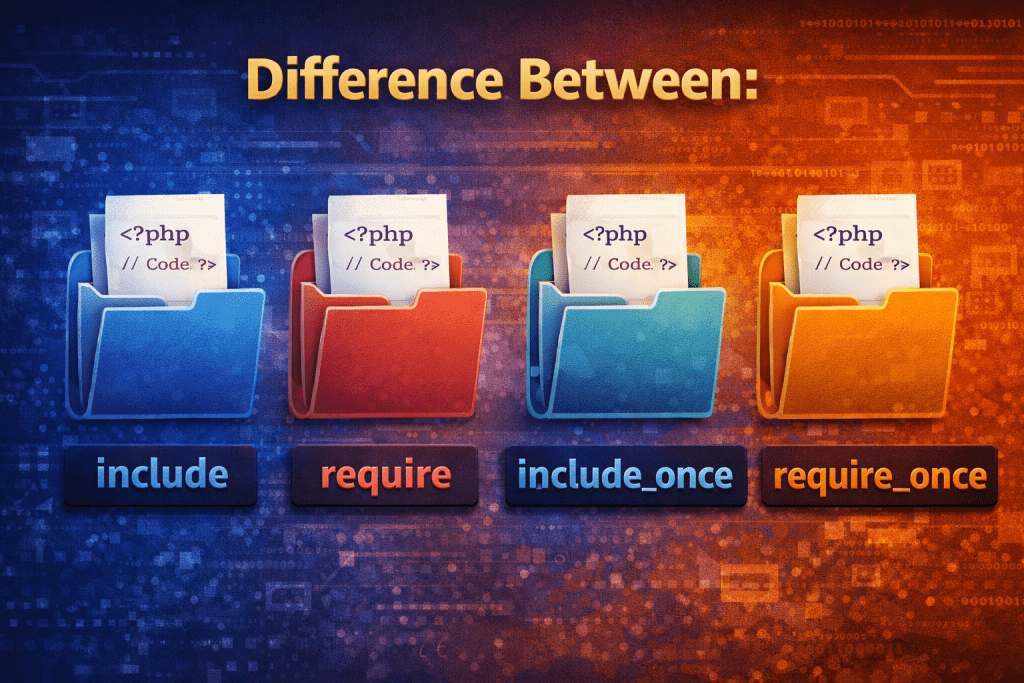 include, require, include_once, and require_once