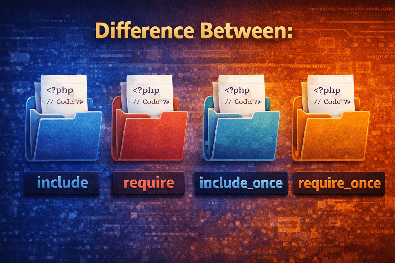 include, require, include_once, and require_once